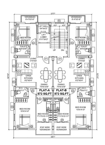 Floor Plan in 3 BHK Apartment at New Town – for Sale