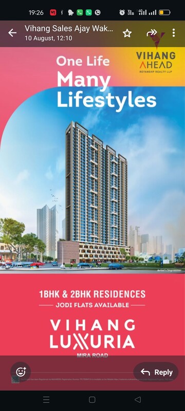 2 BHK Apartment For Sale in Vihang Luxuria, Mira Road