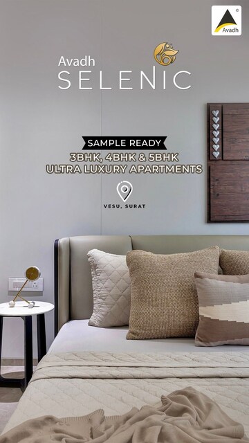 Bedroom in 3 BHK Apartment at Vesu – for Sale