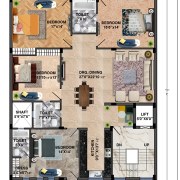 4 BHK Builder Floor For Rent in Richlook Elegant Floors Sector 42 Faridabad  7494011