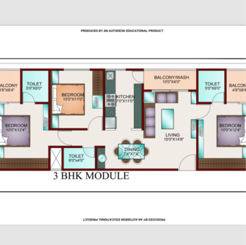 Floor Plan in 3 BHK Apartment at Sanchar Nagar Main – for Sale