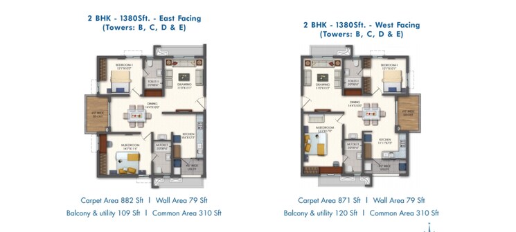 Floor Plan, financial district 2 Bedroom 1380 Sq.Ft. Apartment In Financial District Hyderabad 7498837