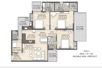 Floor Plan in 3 BHK Apartment at Irish Platinum, Sector 10 Greater Noida – for Sale