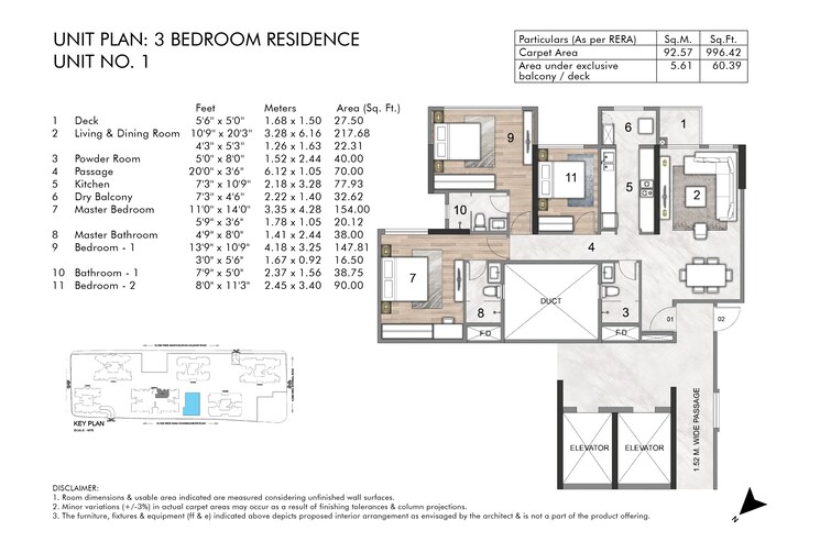 Floor Plan, rustomjee-seasons 3 Bedroom 945 Sq.Ft. Apartment In Bandra East Mumbai 7502663