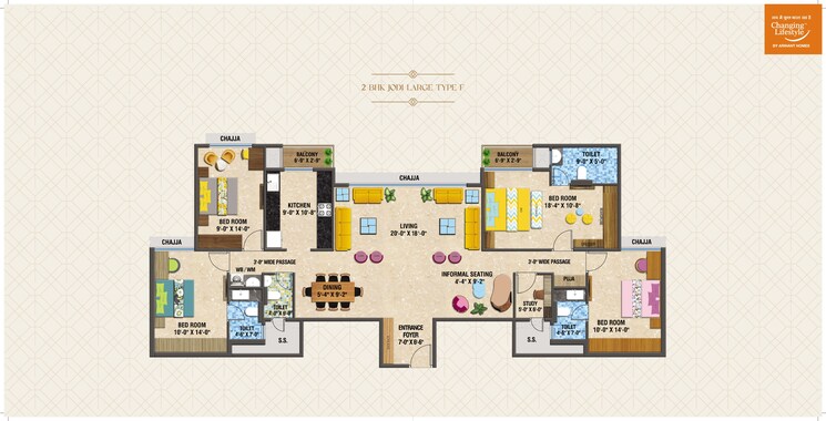 Floor Plan, arihant-advika 3 Bedroom 1020 Sq.Ft. Apartment In Vashi Sector 9 Navi Mumbai 7505171