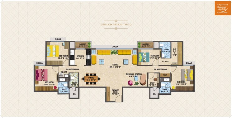 Floor Plan, arihant-advika 3 Bedroom 1020 Sq.Ft. Apartment In Vashi Sector 9 Navi Mumbai 7505171
