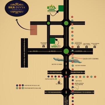 3 BHK Apartment – Map Location View at SKA Divya Towers, Panchsheel Green - for Sale