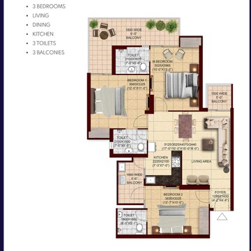 Floor Plan in 3 BHK Apartment at SKA Divya Towers, Panchsheel Green – for Sale