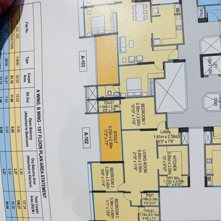 Floor Plan, wadhwani-om-mangalam-chaitanya 3 Bedroom 1150 Sq.Ft. Apartment In Kiwale Pune 7512135
