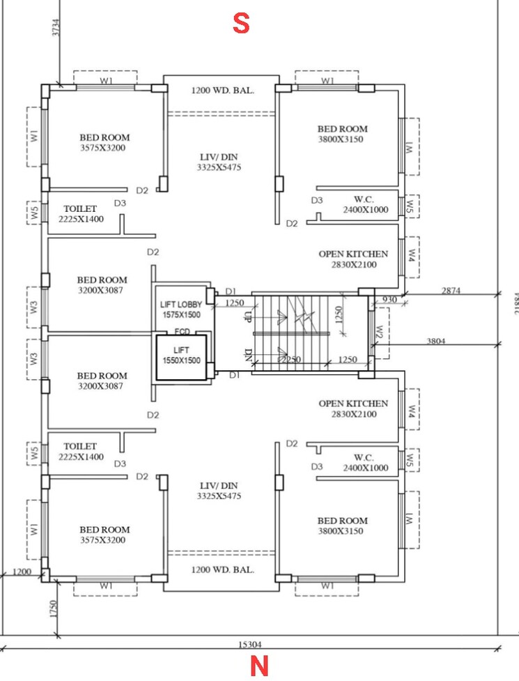 Floor Plan, new town action area 1 3 Bedroom 1250 Sq.Ft. Apartment In New Town Action Area 1 Kolkata 7512432