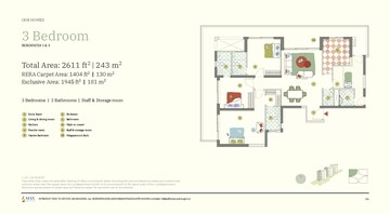 Floor Plan in 3 BHK Apartment at M3M Capital, Sector 113 – for Sale