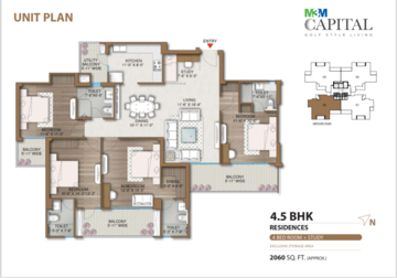 Floor Plan in 4 BHK Apartment at M3M Capital, Sector 113 – for Sale