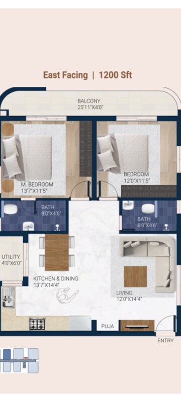 Floor Plan in 3 BHK Apartment at Gowdavalli – for Sale