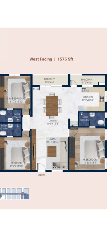Floor Plan in 3 BHK Apartment at Gowdavalli – for Sale