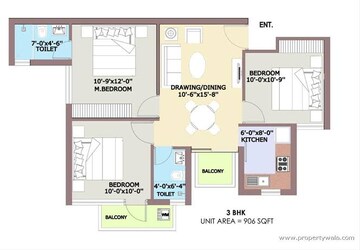 Floor Plan in 3 BHK Apartment at BPTP Park Elite Premium, Sector 84 – for Sale