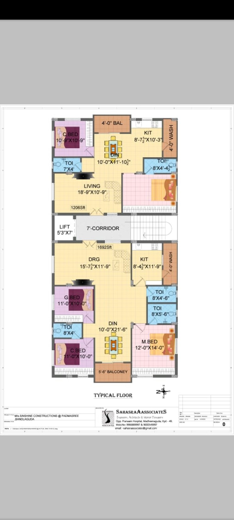 Floor Plan, bandlaguda jagir 2 Bedroom 1206 Sq.Ft. Apartment In Bandlaguda Jagir Hyderabad 7523444