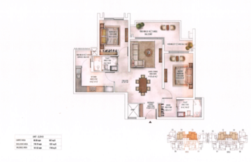 Floor Plan in 2.5 BHK Apartment at Krisumi Waterfall Residences, Sihi – for Sale