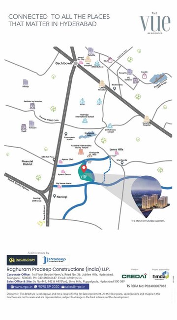 3 BHK Apartment – Map Location View at Raghuram The Vue Residences, Puppalaguda - for Sale