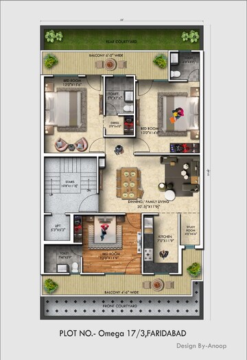 Floor Plan in 3 BHK Builder Floor at BPTP Eden Estate, Sector 81 – for Sale