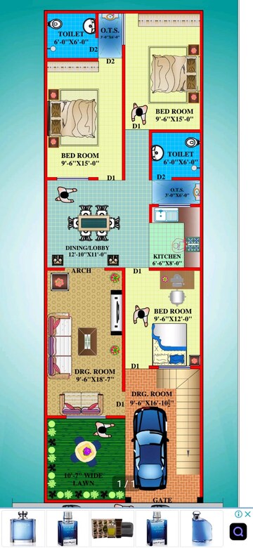 Floor Plan in 5 BHK Villa at Faizabad Road – for Sale