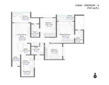 Floor Plan in 3 BHK Builder Floor at Kohinoor Satori, Mahalunge – for Sale