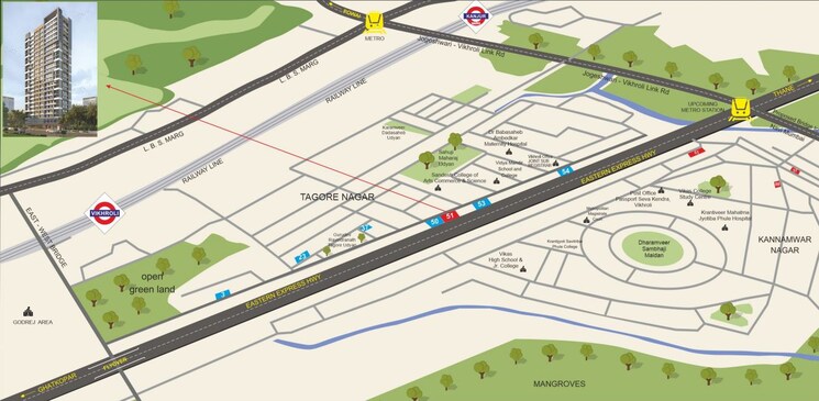 Map Location, adityaraj-fortune 1 Bedroom 395 Sq.Ft. Apartment In Vikhroli East Mumbai 7544258