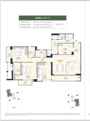 Floor Plan in 3.5 BHK Apartment at Emaar Urban Oasis, Nangli Umarpur – for Sale