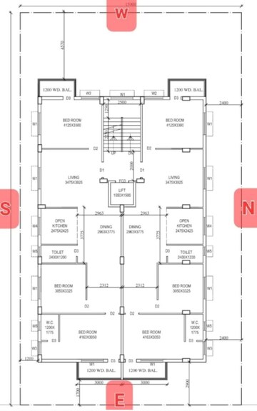 Floor Plan in 3 BHK Apartment at New Town Action Area ii – for Sale