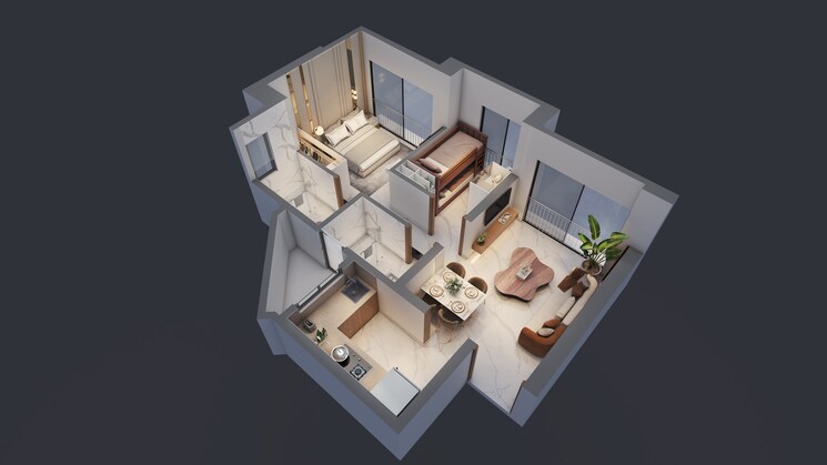 Floor Plan, raheja-lunaris 2 Bedroom 1100 Sq.Ft. Apartment In Juinagar Navi Mumbai 7554216