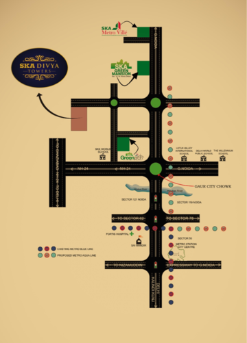 3 BHK Apartment – Map Location View at SKA Divya Towers, Panchsheel Green - for Sale