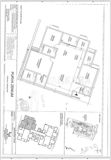Floor Plan in 3 BHK Apartment at Puravankara Purva Zenium, Hosahalli – for Sale