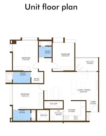 Floor Plan in 3 BHK Apartment at Nibm Annexe – for Sale