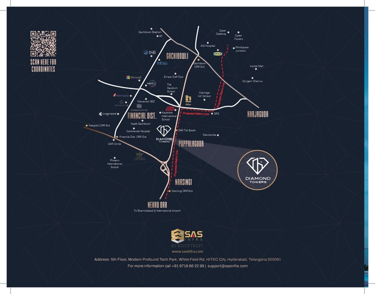 Map Location, sas-diamond-towers Commercial Office Space 300 Sq.Ft. In Financial District Hyderabad 7569050