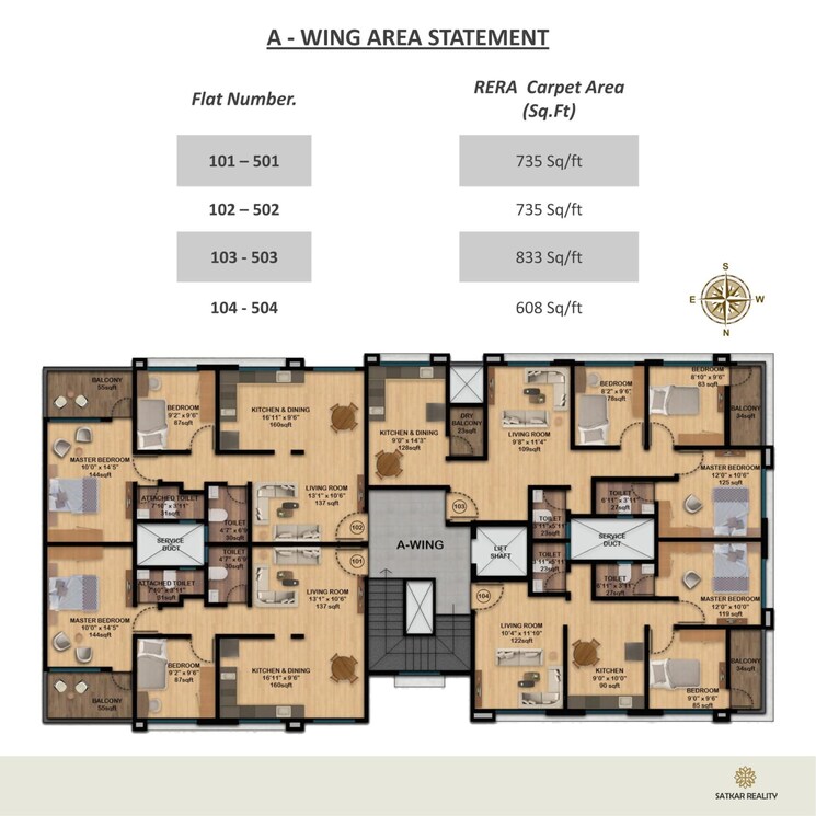 Floor Plan, srk-spring-hills 3 Bedroom 833 Sq.Ft. Apartment In Taljai Forest Area Pune 7570547
