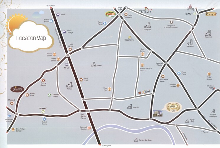 Map Location, sonigara-laurel 1 Bedroom 730 Sq.Ft. Builder Floor In Wakad Pune 7570825