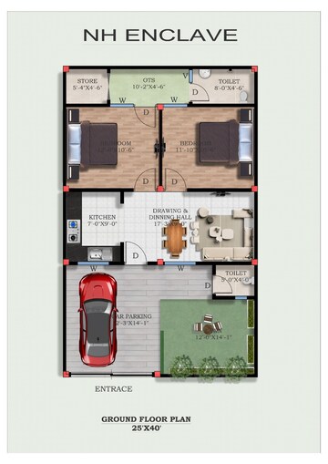 Floor Plan in 2 BHK Independent House at Deva Road – for Sale
