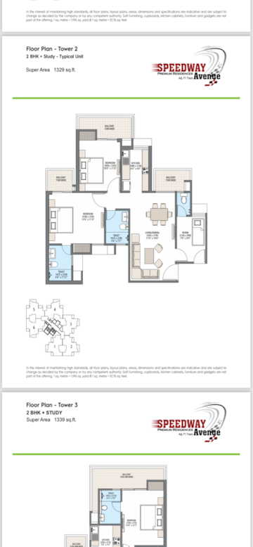 Floor Plan in 2 BHK Apartment at Skyline Speedway Avenue, Sector 26 – for Sale