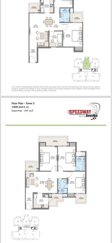 Floor Plan in 3 BHK Apartment at Skyline Speedway Avenue, Sector 26 – for Sale