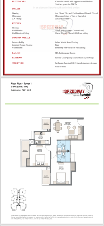 Floor Plan in 3 BHK Apartment at Skyline Speedway Avenue, Sector 26 – for Sale