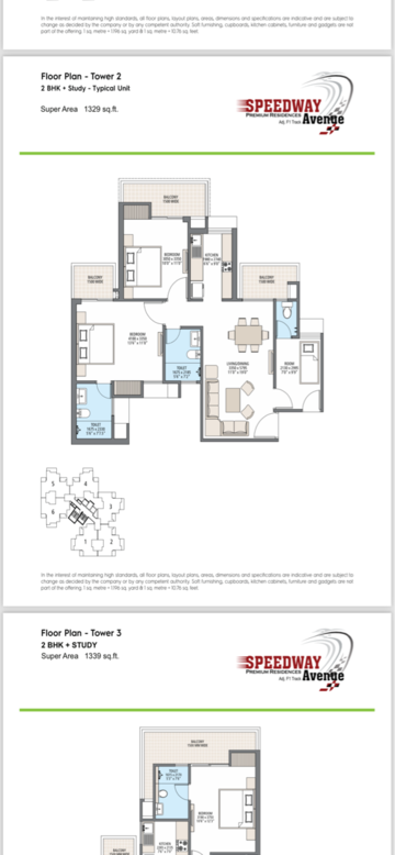 Floor Plan in 3 BHK Apartment at Skyline Speedway Avenue, Sector 26 – for Sale