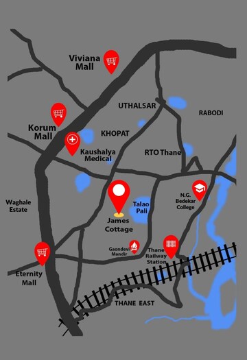 2 BHK Apartment – Map Location View at Shrusti James Cottage CHS, Naupada - for Sale