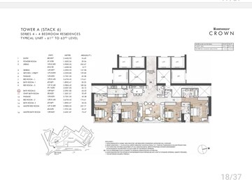 Floor Plan in 4 BHK Apartment at Rustomjee Crown, Prabhadevi – for Sale