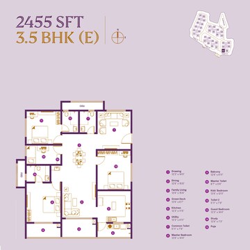 Floor Plan in 3 BHK Apartment at ASBL Landmark, Kukatpally – for Sale