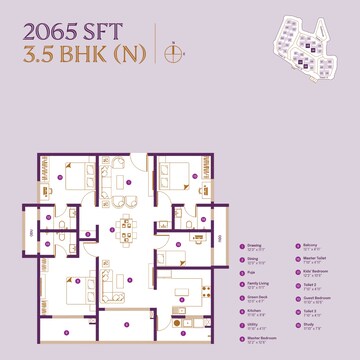 Floor Plan in 3 BHK Apartment at ASBL Landmark, Kukatpally – for Sale
