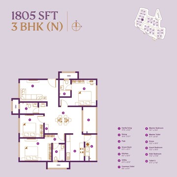 Floor Plan in 3 BHK Apartment at ASBL Landmark, Kukatpally – for Sale