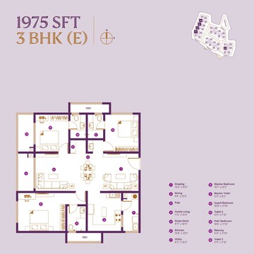 Floor Plan in 3 BHK Apartment at ASBL Landmark, Kukatpally – for Sale