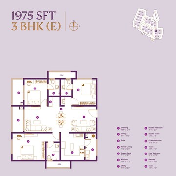 Floor Plan in 3 BHK Apartment at ASBL Landmark, Kukatpally – for Sale