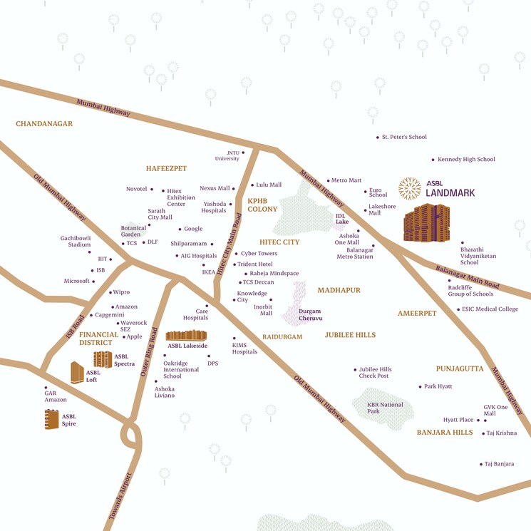 Map Location, asbl-landmark 3 Bedroom 2065 Sq.Ft. Apartment In Kukatpally Hyderabad 7584186