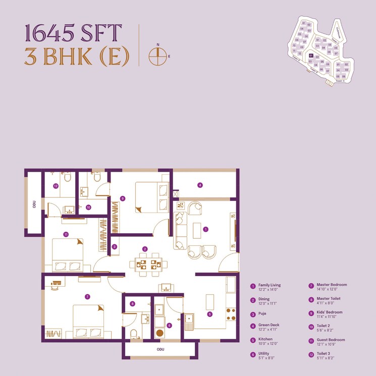 Floor Plan, asbl-landmark 3 Bedroom 2065 Sq.Ft. Apartment In Kukatpally Hyderabad 7584186