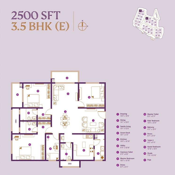 Floor Plan, asbl-landmark 3 Bedroom 2065 Sq.Ft. Apartment In Kukatpally Hyderabad 7584186